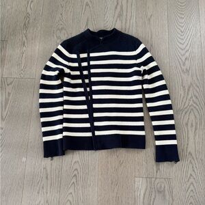 GAP Navy and White Striped moto jacket